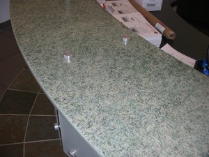 Counterfit Green shredded used as countertops